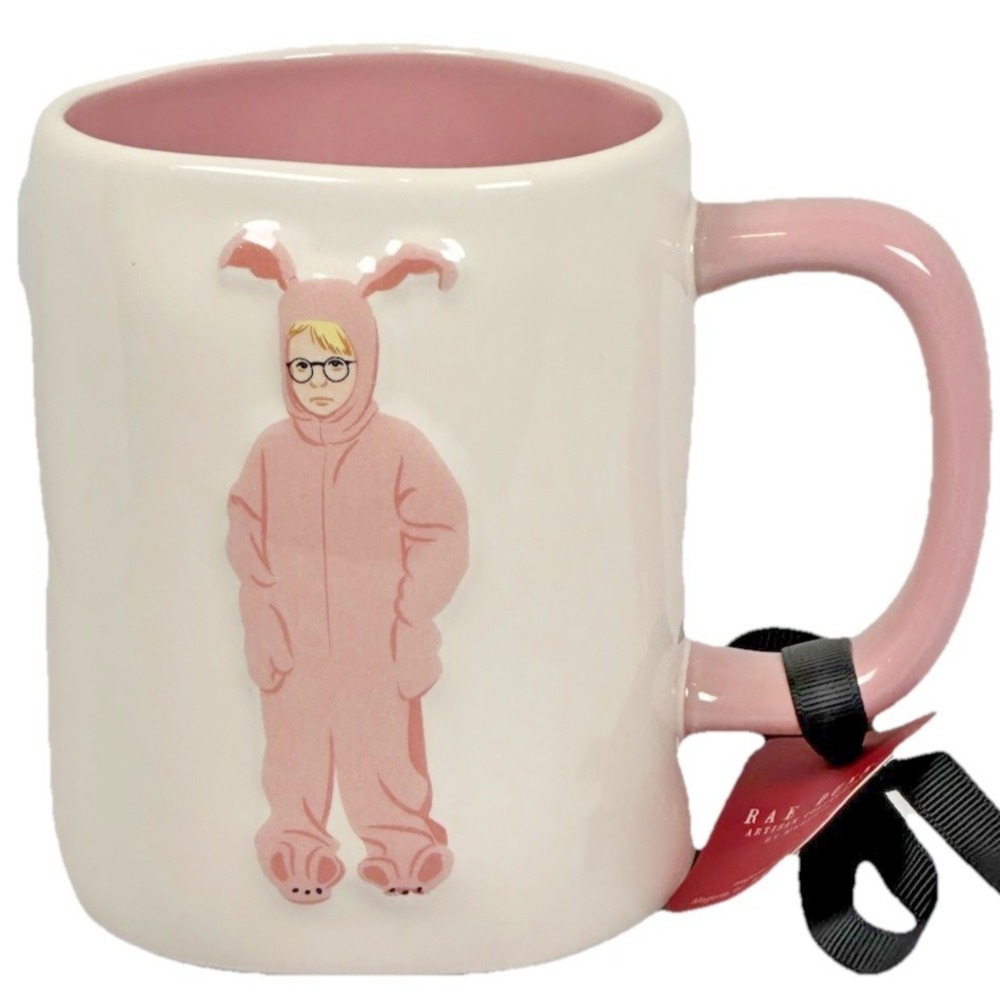 Rae Dunn Christmas Story‎ Bunny Suit Mug Pink Ceramic Holiday Cup Ralphie